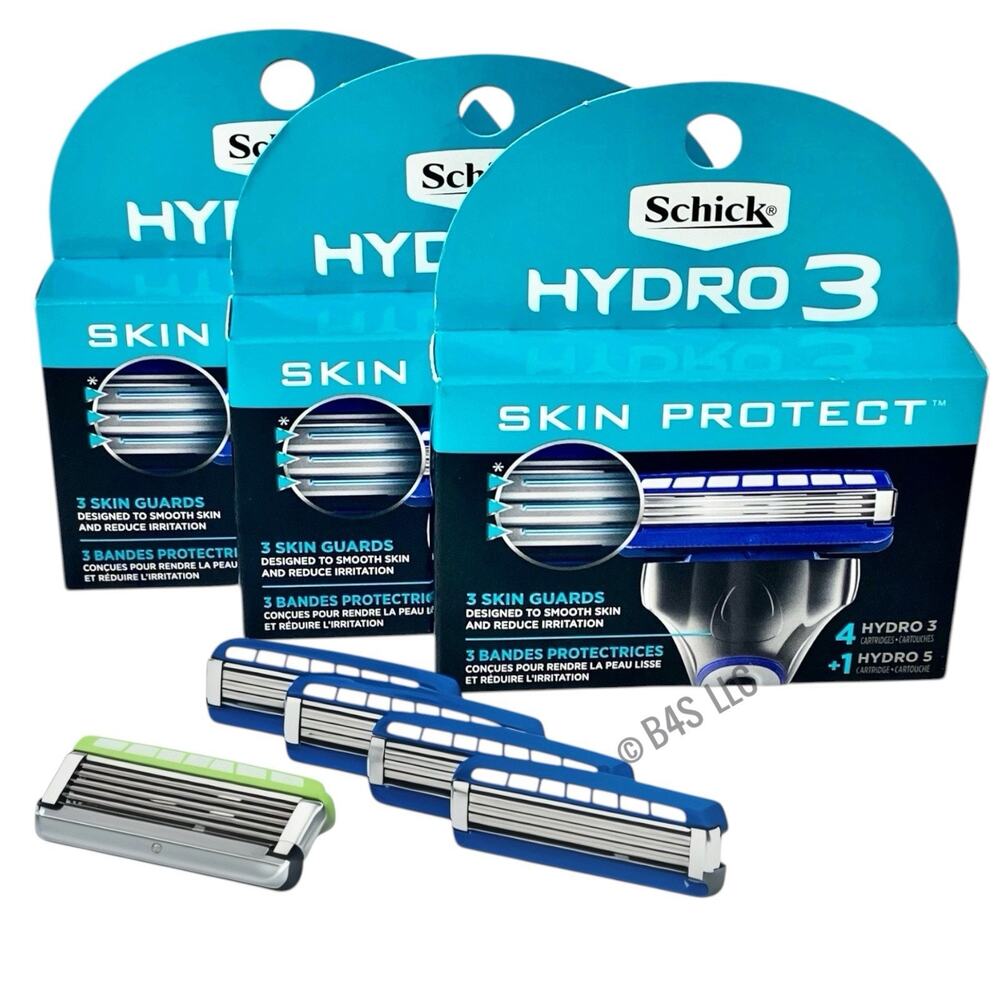 Schick Hydro 3 Refill Cartridges 5Ct (4+1 Hydro5) Pack of 3